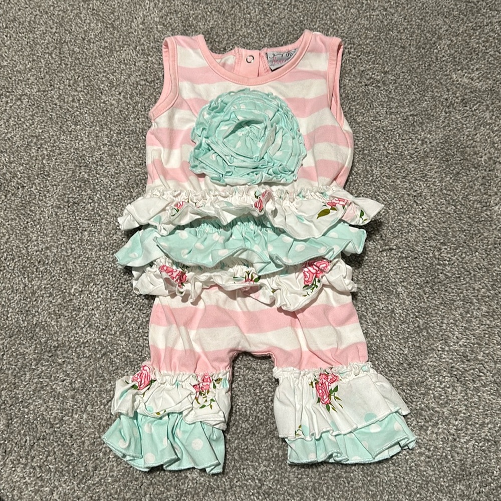 Serendipity striped and floral‎ ruffle romper 6 months